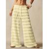 image:imageWomens Crochet Lace Pants Ruffle Layered Elastic Waist Mesh Bathing Suit Cover Up Beach PantsYellow