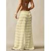 image:imageWomens Crochet Lace Pants Ruffle Layered Elastic Waist Mesh Bathing Suit Cover Up Beach PantsYellow