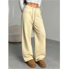 image:imageWomens Drawstring Waist Straight Streetwear Long Wide Leg Pants Casual Loose Baggy Workout Long Fall SweatpantsBright Apricot