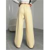 image:imageWomens Drawstring Waist Straight Streetwear Long Wide Leg Pants Casual Loose Baggy Workout Long Fall SweatpantsBright Apricot