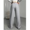 image:imageWomens Drawstring Waist Straight Streetwear Long Wide Leg Pants Casual Loose Baggy Workout Long Fall SweatpantsBright Grey