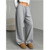 image:imageWomens Drawstring Waist Straight Streetwear Long Wide Leg Pants Casual Loose Baggy Workout Long Fall SweatpantsBright Grey