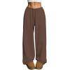 image:imageWomens Drawstring Waist Straight Streetwear Long Wide Leg Pants Casual Loose Baggy Workout Long Fall SweatpantsCoffee Brown