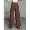 image:imageWomens Drawstring Waist Straight Streetwear Long Wide Leg Pants Casual Loose Baggy Workout Long Fall SweatpantsCoffee Brown
