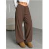 image:imageWomens Drawstring Waist Straight Streetwear Long Wide Leg Pants Casual Loose Baggy Workout Long Fall SweatpantsCoffee Brown