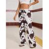 image:imageWomens Drawstring Waist Straight Streetwear Long Wide Leg Pants Casual Loose Baggy Workout Long Fall SweatpantsCow Brown
