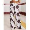 image:imageWomens Drawstring Waist Straight Streetwear Long Wide Leg Pants Casual Loose Baggy Workout Long Fall SweatpantsCow Brown