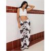 image:imageWomens Drawstring Waist Straight Streetwear Long Wide Leg Pants Casual Loose Baggy Workout Long Fall SweatpantsCow Brown