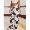 image:imageWomens Drawstring Waist Straight Streetwear Long Wide Leg Pants Casual Loose Baggy Workout Long Fall SweatpantsCow Brown