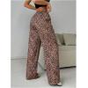 image:imageWomens Drawstring Waist Straight Streetwear Long Wide Leg Pants Casual Loose Baggy Workout Long Fall SweatpantsDark Brown