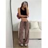 image:imageWomens Drawstring Waist Straight Streetwear Long Wide Leg Pants Casual Loose Baggy Workout Long Fall SweatpantsDark Brown