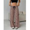 image:imageWomens Drawstring Waist Straight Streetwear Long Wide Leg Pants Casual Loose Baggy Workout Long Fall SweatpantsDark Brown