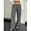 image:imageWomens Drawstring Waist Straight Streetwear Long Wide Leg Pants Casual Loose Baggy Workout Long Fall SweatpantsDark Grey