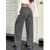 image:imageWomens Drawstring Waist Straight Streetwear Long Wide Leg Pants Casual Loose Baggy Workout Long Fall SweatpantsDark Grey