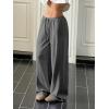 image:imageWomens Drawstring Waist Straight Streetwear Long Wide Leg Pants Casual Loose Baggy Workout Long Fall SweatpantsDark Grey