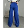 image:imageWomens Drawstring Waist Straight Streetwear Long Wide Leg Pants Casual Loose Baggy Workout Long Fall SweatpantsDeep Blue