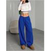 image:imageWomens Drawstring Waist Straight Streetwear Long Wide Leg Pants Casual Loose Baggy Workout Long Fall SweatpantsDeep Blue
