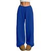 image:imageWomens Drawstring Waist Straight Streetwear Long Wide Leg Pants Casual Loose Baggy Workout Long Fall SweatpantsDeep Blue
