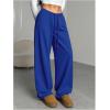 image:imageWomens Drawstring Waist Straight Streetwear Long Wide Leg Pants Casual Loose Baggy Workout Long Fall SweatpantsDeep Blue