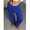 image:imageWomens Drawstring Waist Straight Streetwear Long Wide Leg Pants Casual Loose Baggy Workout Long Fall SweatpantsDeep Blue