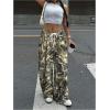 image:imageWomens Drawstring Waist Straight Streetwear Long Wide Leg Pants Casual Loose Baggy Workout Long Fall SweatpantsDeep Camo