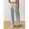 image:imageWomens Drawstring Waist Straight Streetwear Long Wide Leg Pants Casual Loose Baggy Workout Long Fall SweatpantsLight Grey