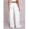 image:imageWomens Drawstring Waist Straight Streetwear Long Wide Leg Pants Casual Loose Baggy Workout Long Fall SweatpantsLight White