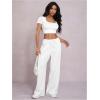 image:imageWomens Drawstring Waist Straight Streetwear Long Wide Leg Pants Casual Loose Baggy Workout Long Fall SweatpantsLight White