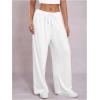 image:imageWomens Drawstring Waist Straight Streetwear Long Wide Leg Pants Casual Loose Baggy Workout Long Fall SweatpantsLight White