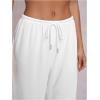 image:imageWomens Drawstring Waist Straight Streetwear Long Wide Leg Pants Casual Loose Baggy Workout Long Fall SweatpantsLight White