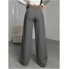 image:imageWomens Drawstring Waist Straight Streetwear Long Wide Leg Pants Casual Loose Baggy Workout Long Fall SweatpantsMedium Grey