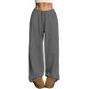 image:imageWomens Drawstring Waist Straight Streetwear Long Wide Leg Pants Casual Loose Baggy Workout Long Fall SweatpantsMedium Grey