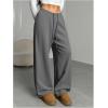 image:imageWomens Drawstring Waist Straight Streetwear Long Wide Leg Pants Casual Loose Baggy Workout Long Fall SweatpantsMedium Grey