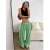 image:imageWomens Drawstring Waist Straight Streetwear Long Wide Leg Pants Casual Loose Baggy Workout Long Fall SweatpantsMint Green