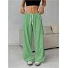 image:imageWomens Drawstring Waist Straight Streetwear Long Wide Leg Pants Casual Loose Baggy Workout Long Fall SweatpantsMint Green