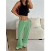 image:imageWomens Drawstring Waist Straight Streetwear Long Wide Leg Pants Casual Loose Baggy Workout Long Fall SweatpantsMint Green