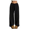 image:imageWomens Drawstring Waist Straight Streetwear Long Wide Leg Pants Casual Loose Baggy Workout Long Fall SweatpantsMix Black