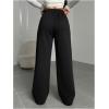 image:imageWomens Drawstring Waist Straight Streetwear Long Wide Leg Pants Casual Loose Baggy Workout Long Fall SweatpantsMix Black
