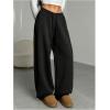 image:imageWomens Drawstring Waist Straight Streetwear Long Wide Leg Pants Casual Loose Baggy Workout Long Fall SweatpantsMix Black