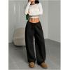 image:imageWomens Drawstring Waist Straight Streetwear Long Wide Leg Pants Casual Loose Baggy Workout Long Fall SweatpantsMix Black