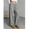 image:imageWomens Drawstring Waist Straight Streetwear Long Wide Leg Pants Casual Loose Baggy Workout Long Fall SweatpantsMix Grey