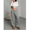 image:imageWomens Drawstring Waist Straight Streetwear Long Wide Leg Pants Casual Loose Baggy Workout Long Fall SweatpantsMix Grey