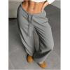 image:imageWomens Drawstring Waist Straight Streetwear Long Wide Leg Pants Casual Loose Baggy Workout Long Fall SweatpantsMix Grey