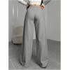 image:imageWomens Drawstring Waist Straight Streetwear Long Wide Leg Pants Casual Loose Baggy Workout Long Fall SweatpantsMix Grey