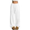 image:imageWomens Drawstring Waist Straight Streetwear Long Wide Leg Pants Casual Loose Baggy Workout Long Fall SweatpantsMix White