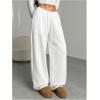 image:imageWomens Drawstring Waist Straight Streetwear Long Wide Leg Pants Casual Loose Baggy Workout Long Fall SweatpantsMix White