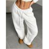 image:imageWomens Drawstring Waist Straight Streetwear Long Wide Leg Pants Casual Loose Baggy Workout Long Fall SweatpantsMix White