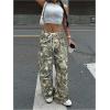 image:imageWomens Drawstring Waist Straight Streetwear Long Wide Leg Pants Casual Loose Baggy Workout Long Fall SweatpantsMulticolor Camo
