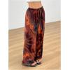 image:imageWomens Drawstring Waist Straight Streetwear Long Wide Leg Pants Casual Loose Baggy Workout Long Fall SweatpantsOrange Black