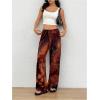 image:imageWomens Drawstring Waist Straight Streetwear Long Wide Leg Pants Casual Loose Baggy Workout Long Fall SweatpantsOrange Black